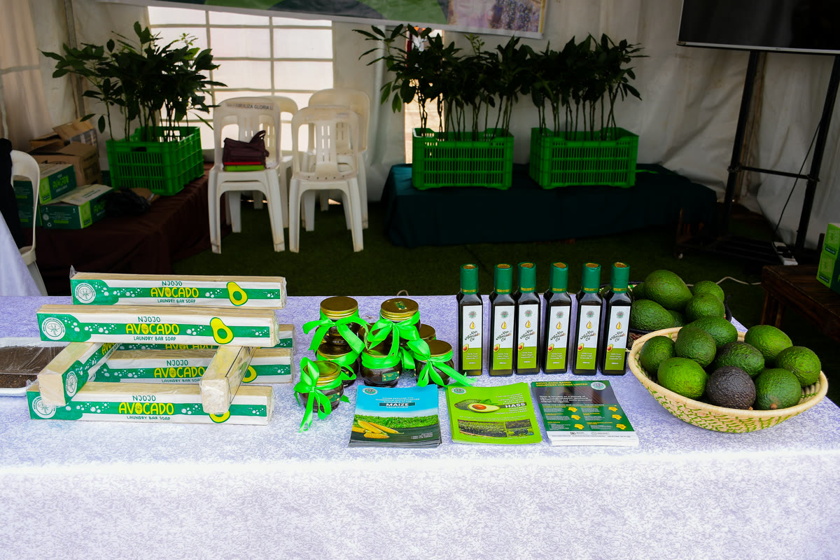 Njojo avocado oil and soap products on display